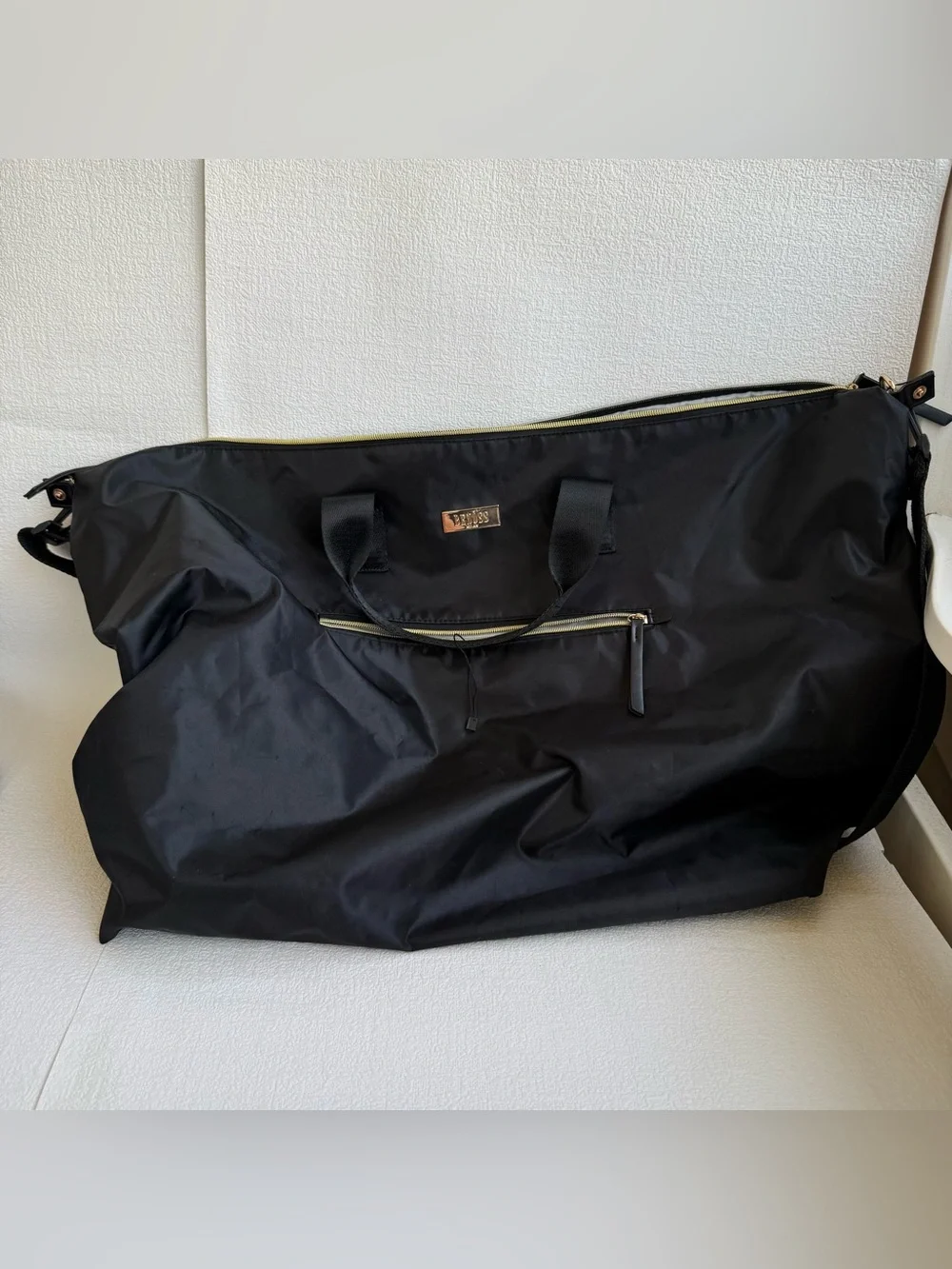 Benoss Milan Large Black Travel Duffel Weekender Bag Gold Hardware